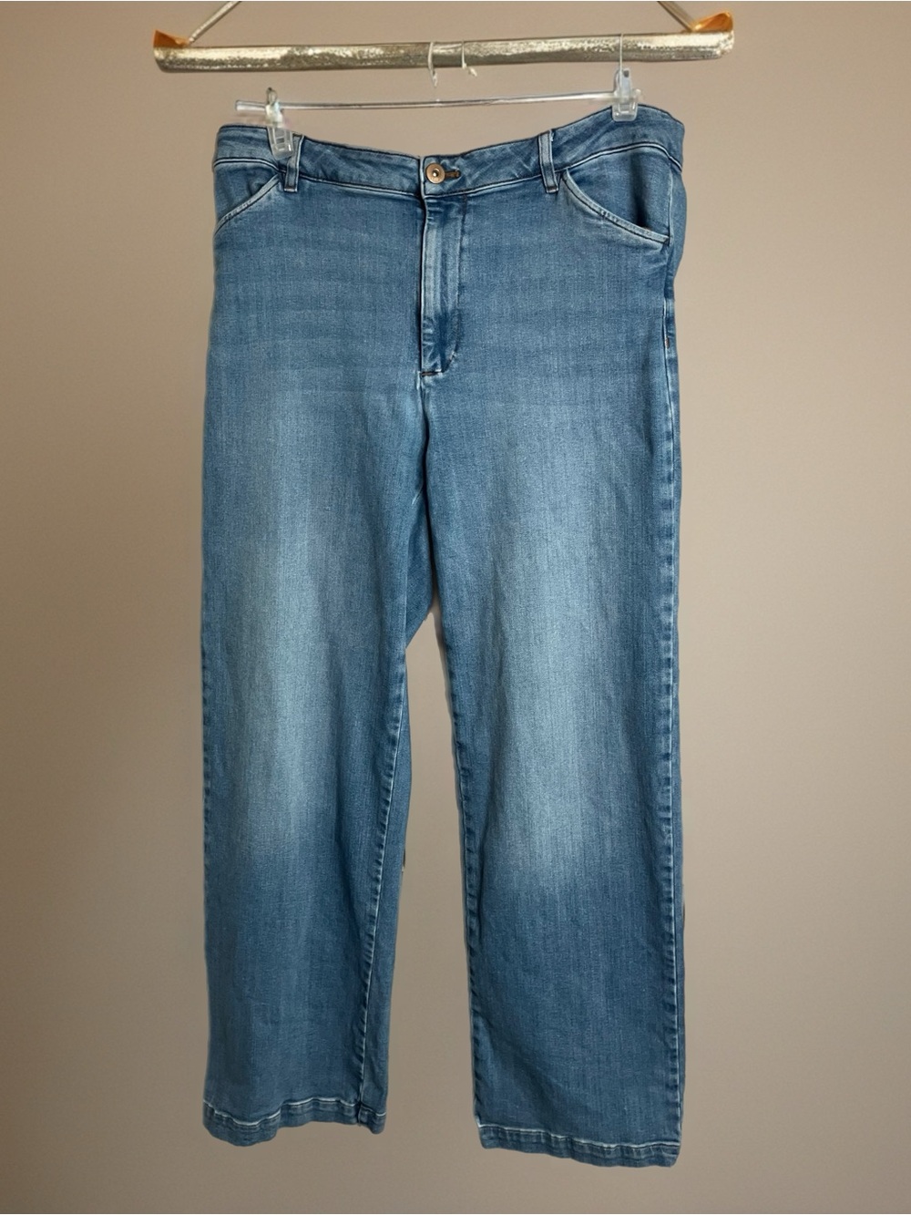 J. Jill Denim Trouser Full Leg Jeans Light Medium Wash High Rise Size 14R - Picture 4 of 8